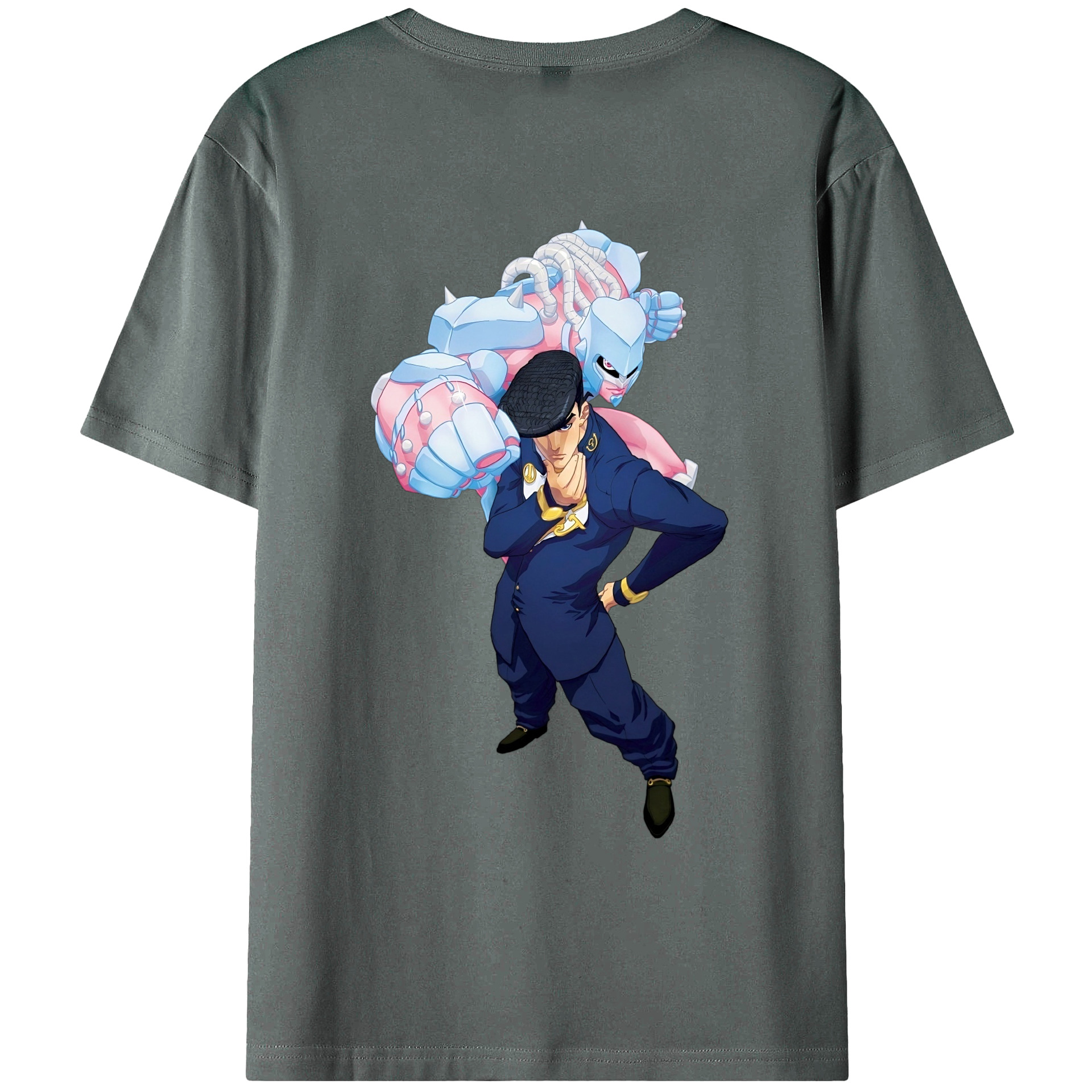 （画像用） ジョジョの奇妙な冒険 ひがしかた じょうすけ JoJo's Bizarre Adventure Higashikata Josuke 綿100％ メンズ半袖Tシャツ（バックプリント） 通気性